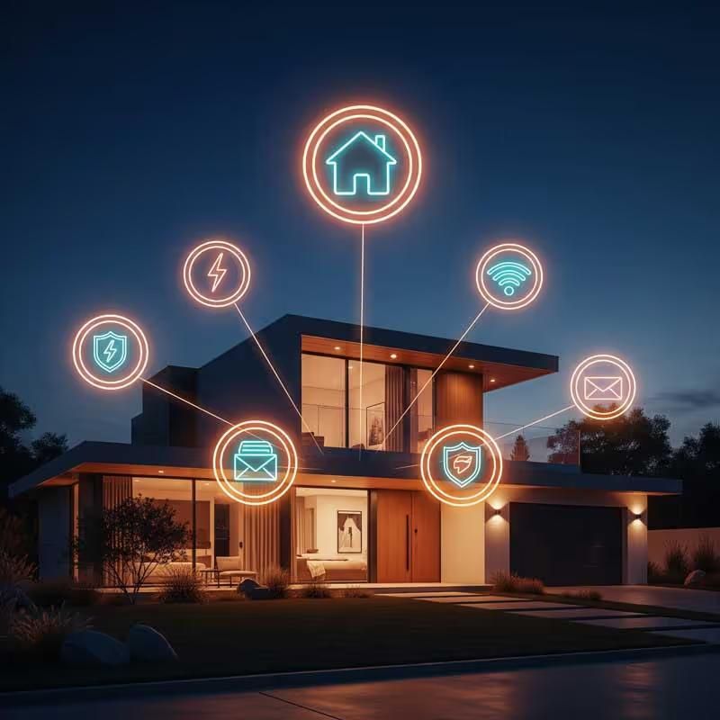 Modernes Wohnzimmer mit KI-Steuerung